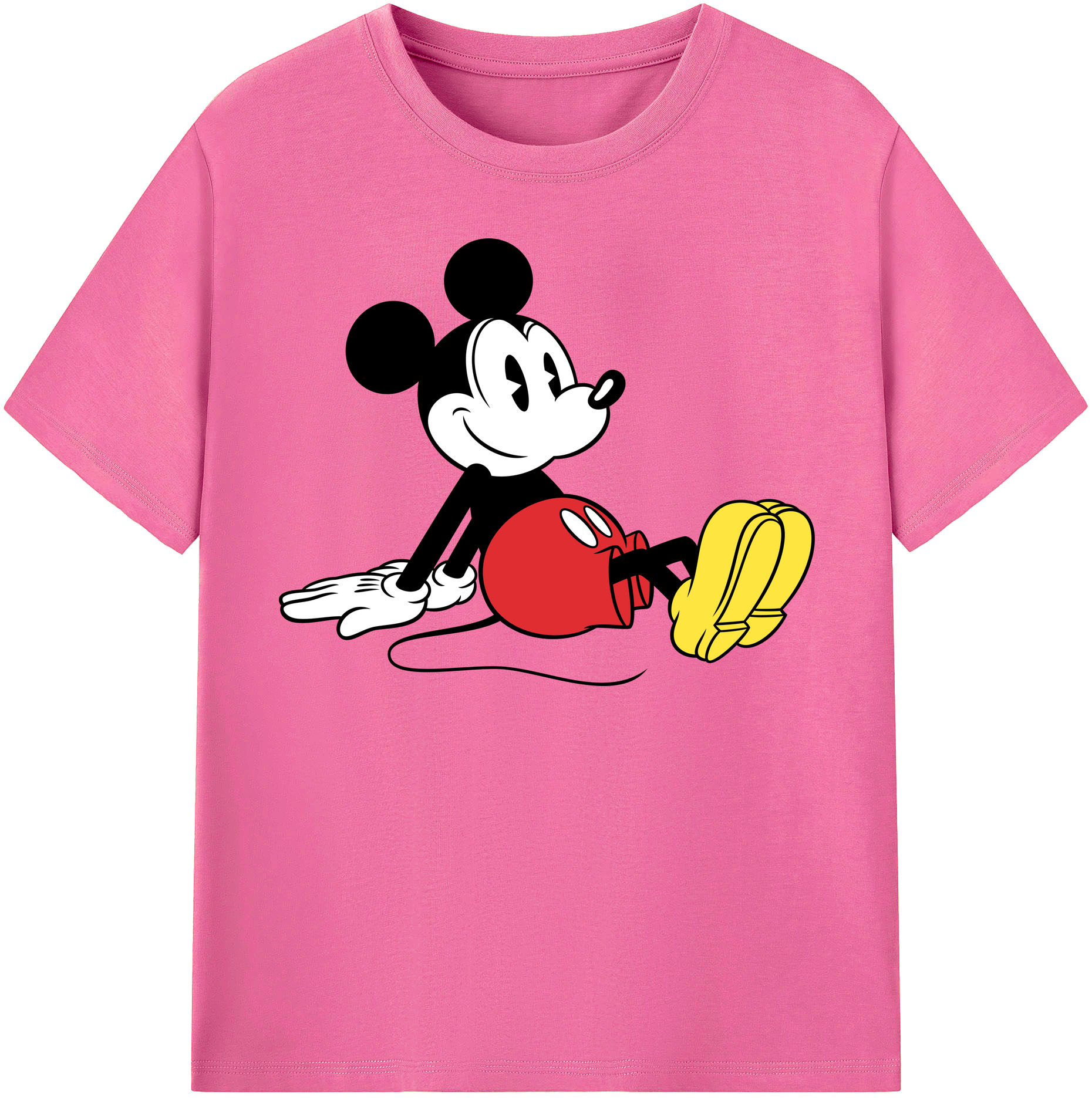 （画像用） ミッキーマウス Mickey Mouse レディースカジュアルプリントTシャツ（綿100％）